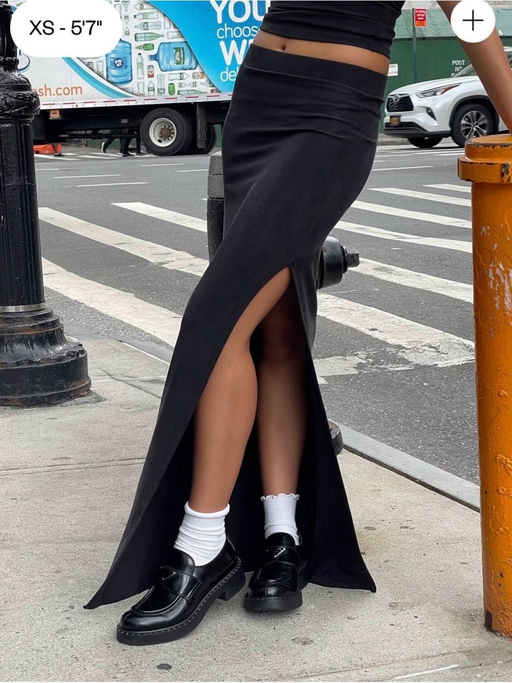 Djerf Avenue Black High-Slit Maxi Skirt
